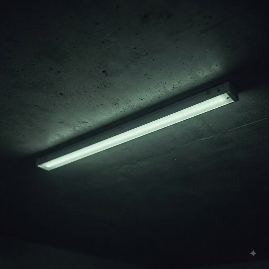 LED-Röhre an Betondecke